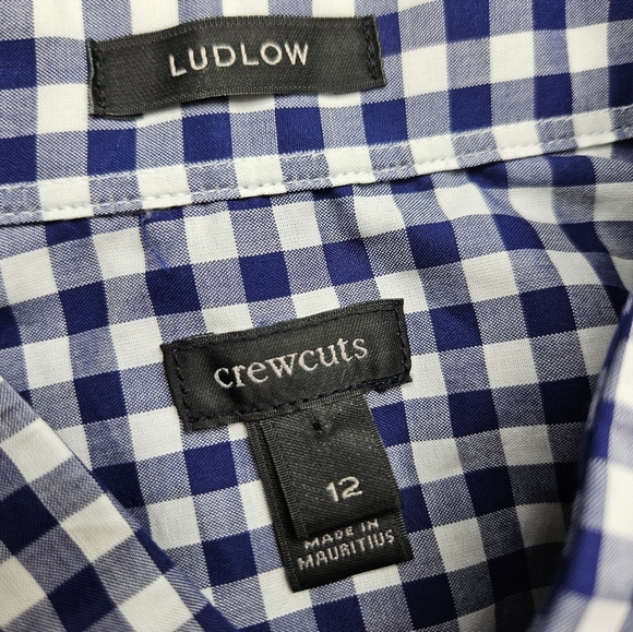 CrewCuts By J. Crew Boy's Youth Ludlow Button Down Shirt Size 12 Navy Blue White - Picture 2 of 6